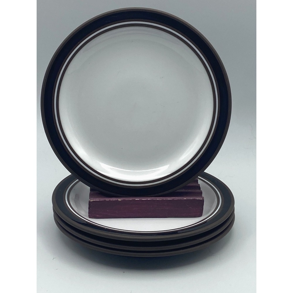 Hornsea Pottery Contrasts Bread & Butter‎ Appetizer Plates Set of 4 Brown Black